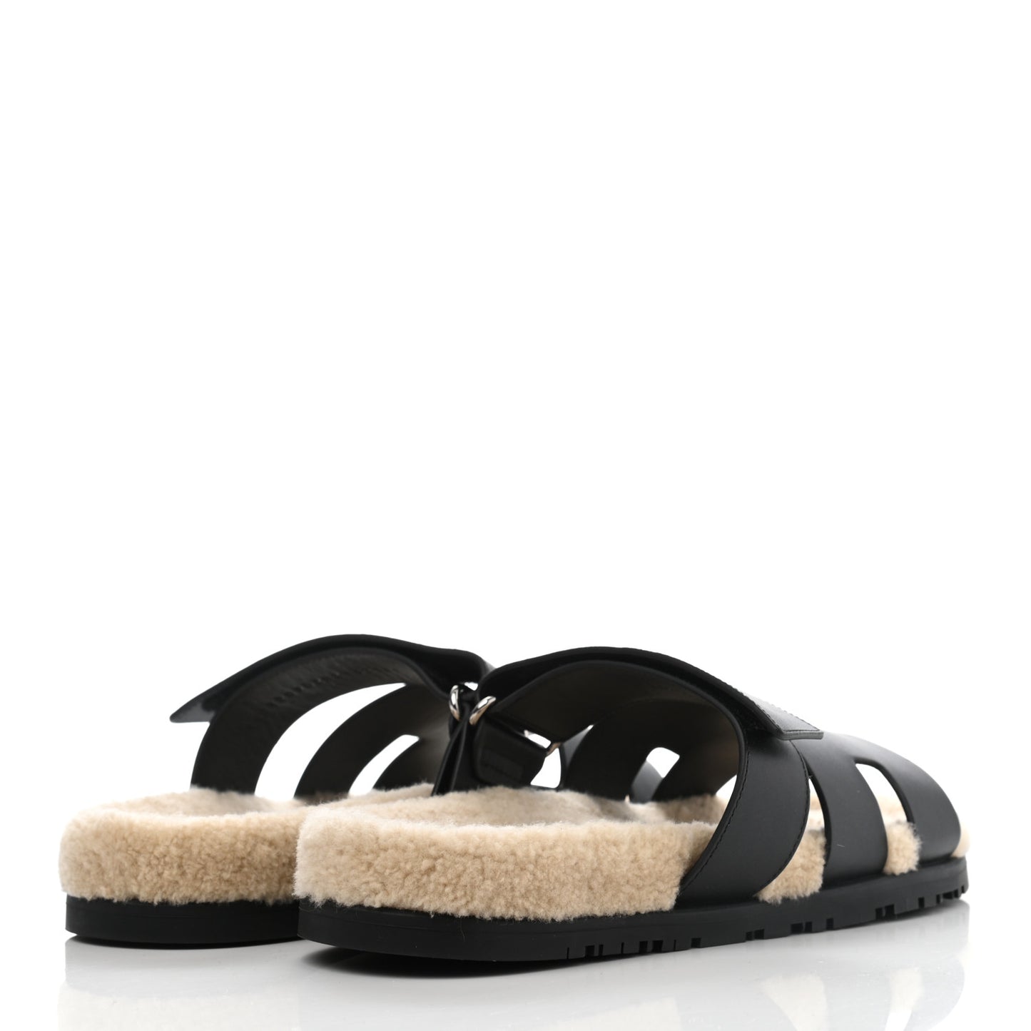 Veau Indios Woolskin Mens Chypre Sandals 41 Black Ecru