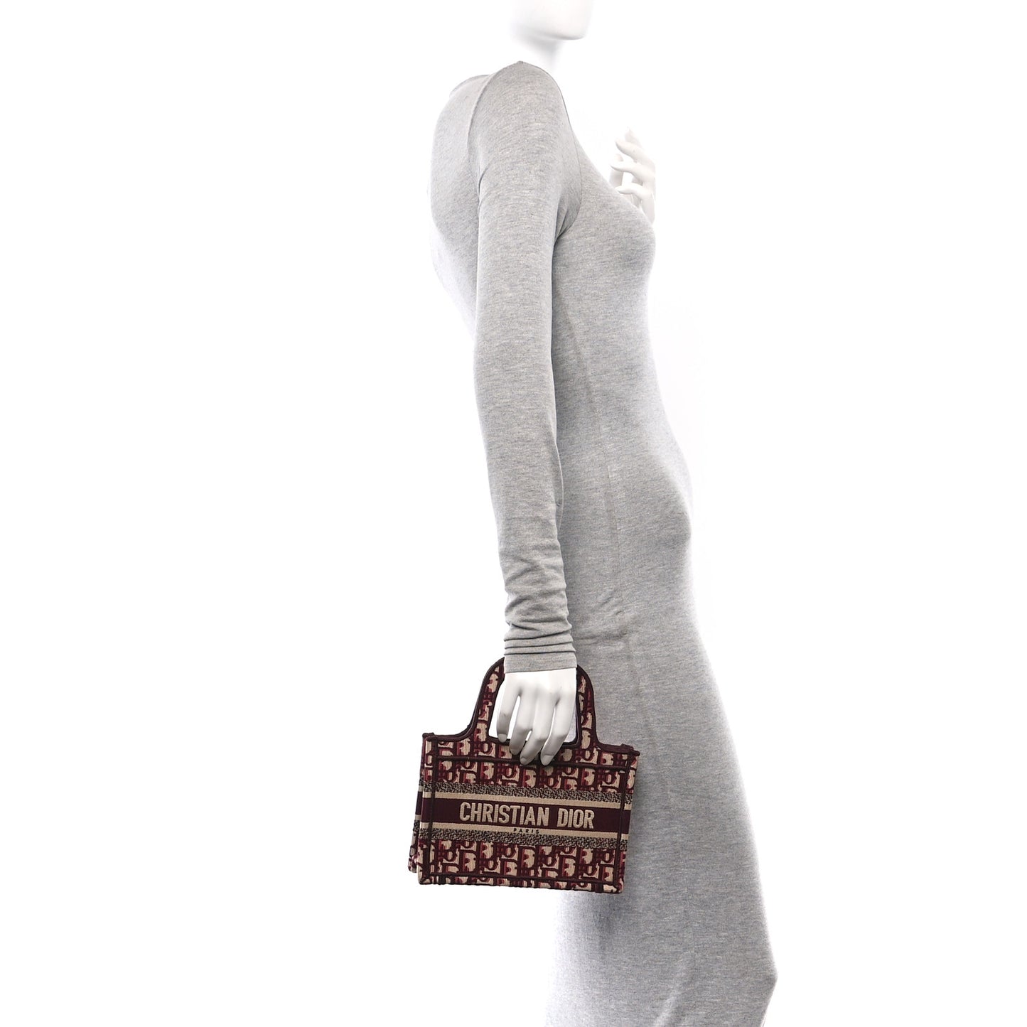 Oblique Mini Book Tote Burgundy Multicolor