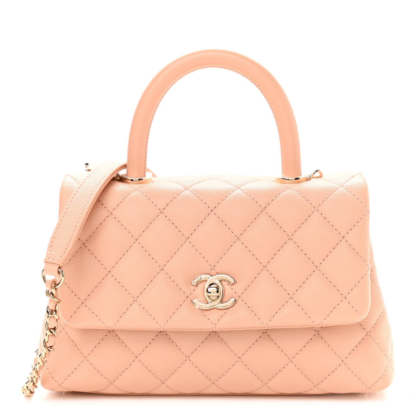 Caviar Quilted Mini Coco Handle Flap Light Pink
