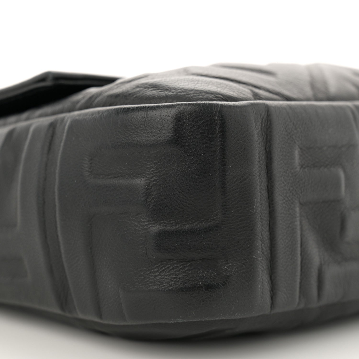 Fendi Nappa FF 1974 Embossed Large Baguette Black 9 of 13