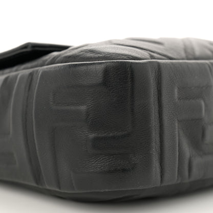 Fendi Nappa FF 1974 Embossed Large Baguette Black 9 of 13