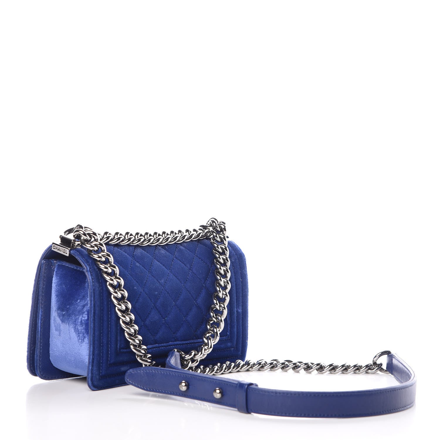 Chanel Velvet Quilted Small Boy Flap Blue 3 of 10