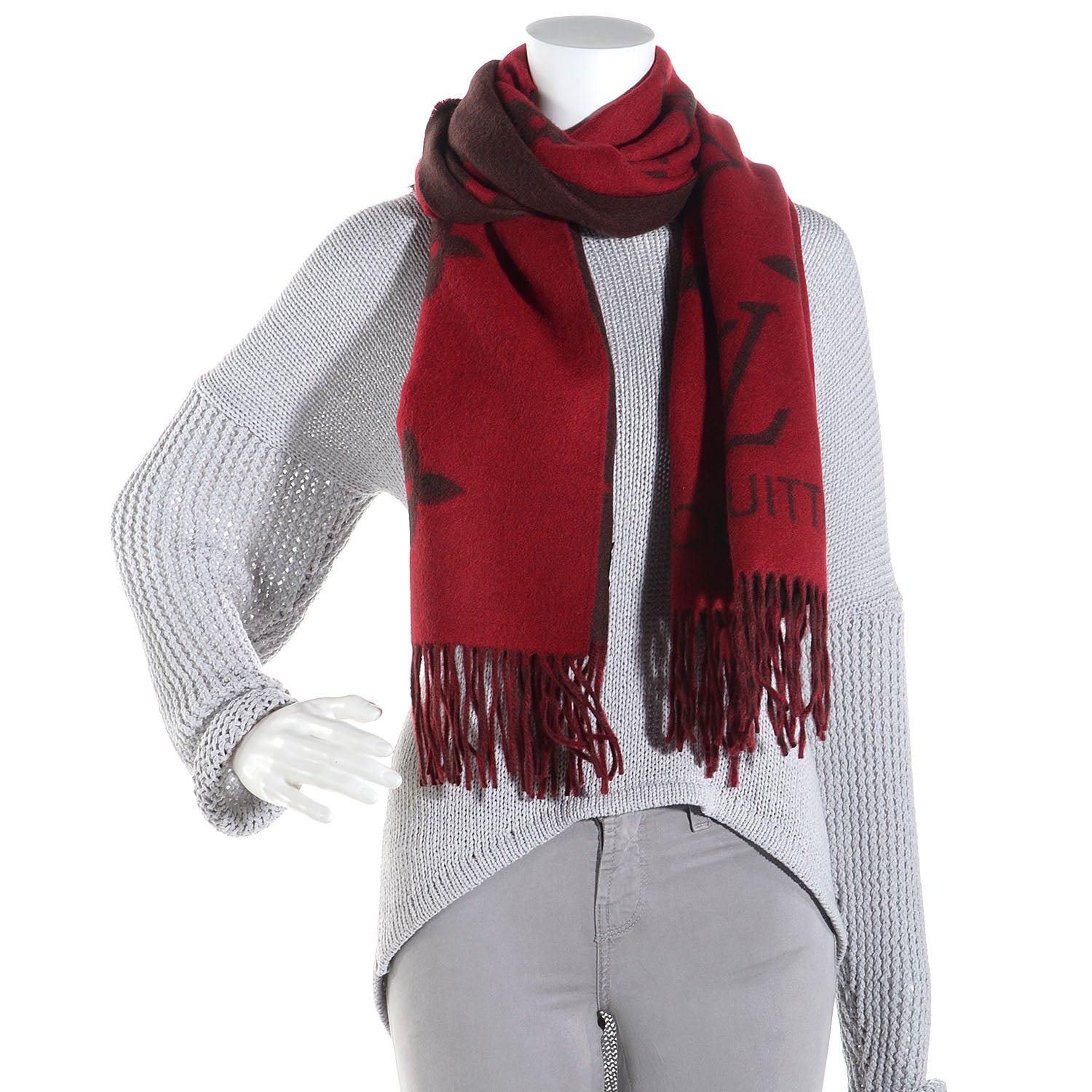 Louis Vuitton Cashmere Monogram Reykjavik Scarf Rouge 2 of 5