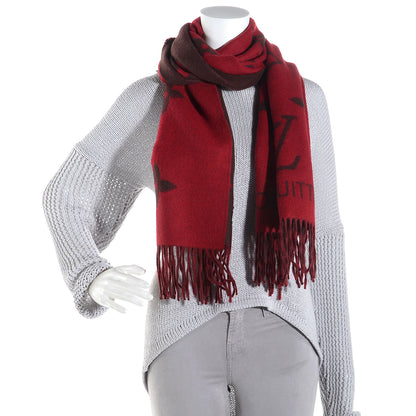 Louis Vuitton Cashmere Monogram Reykjavik Scarf Rouge 2 of 5