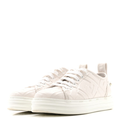 Fendi Lambksin FF Embossed Rise Low Top Sneakers 36.5 Ultra White 6 of 30