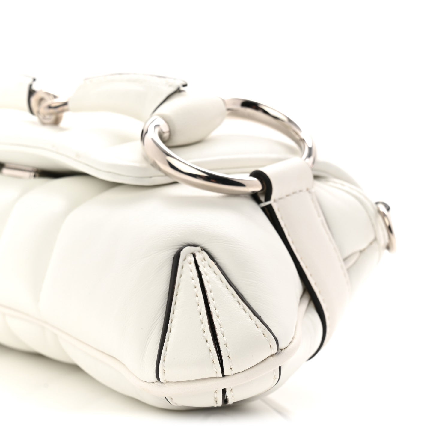 Nappa Vertical Matelasse Small Maxi Horsebit Chain Shoulder Bag Great White