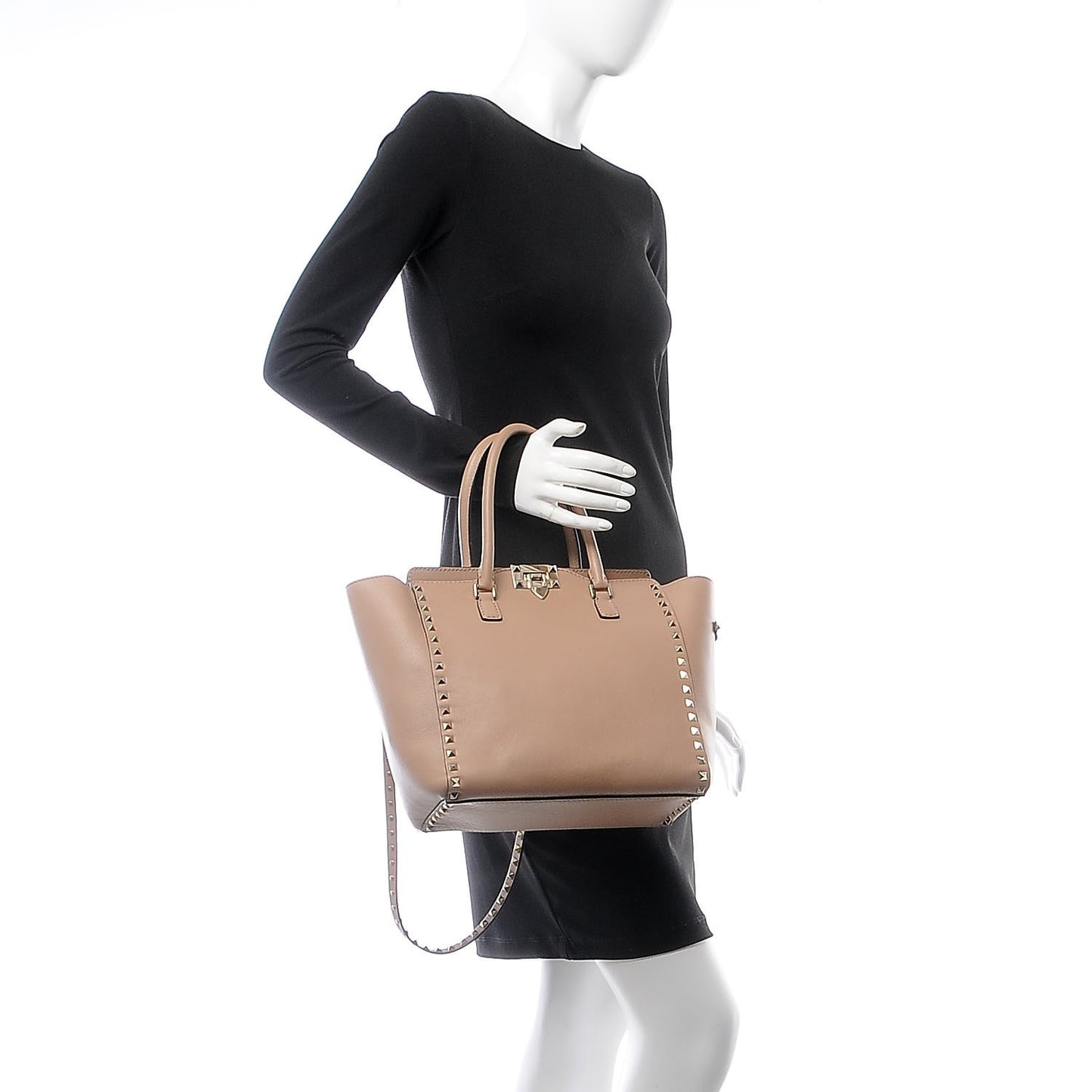 Vitello Rockstud Double Handle Tote Alpaca