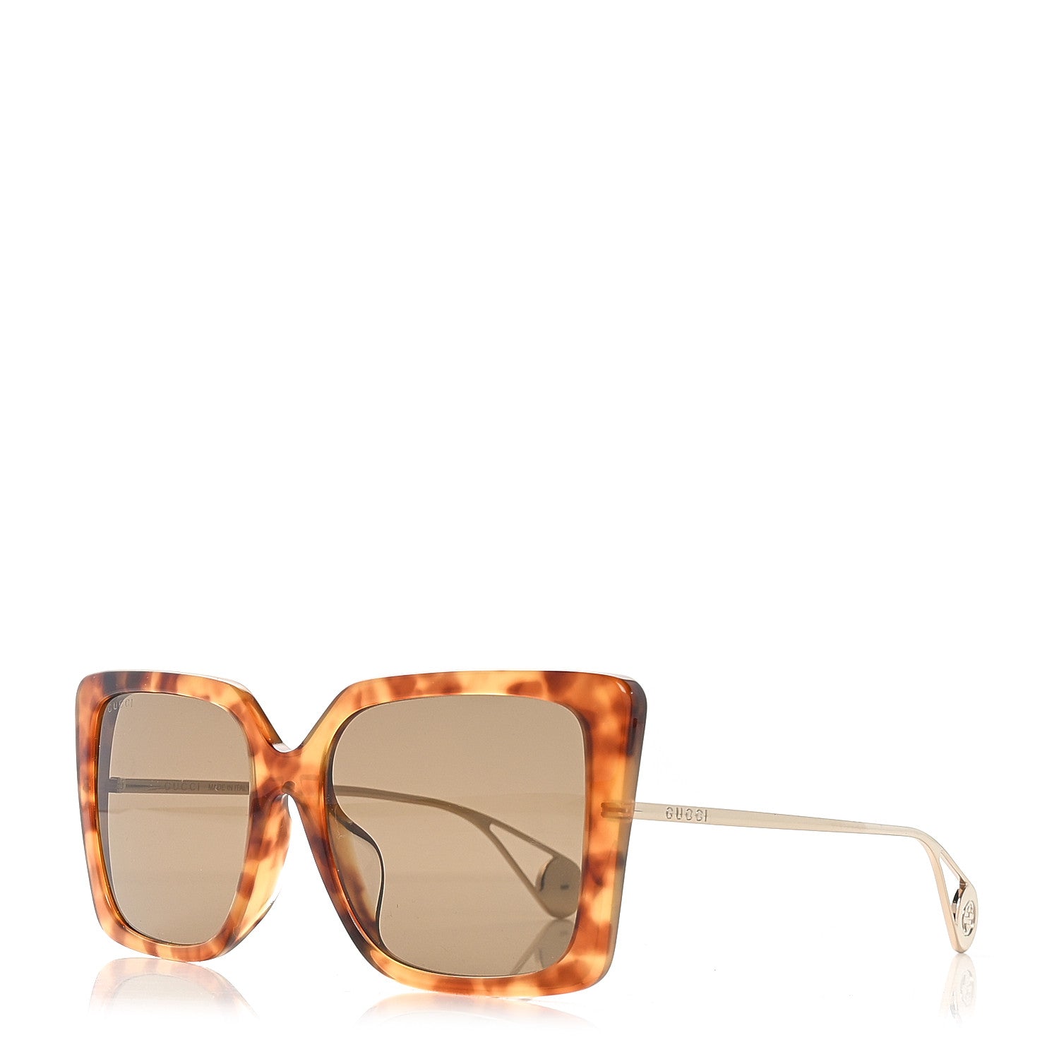 Gucci Acetate Oversize Square Frame GG0435SA Sunglasses Havana 1 of 6