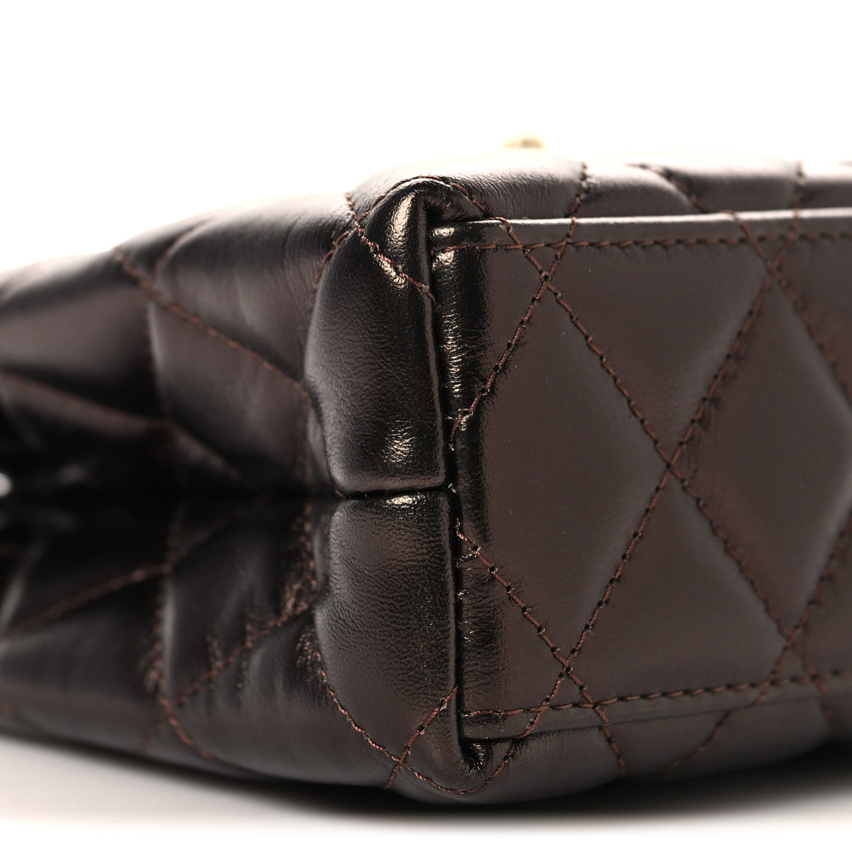 Chanel Metallic Aged Calfskin Quilted Nano Kelly Shopper Dark Brown 8 of 10