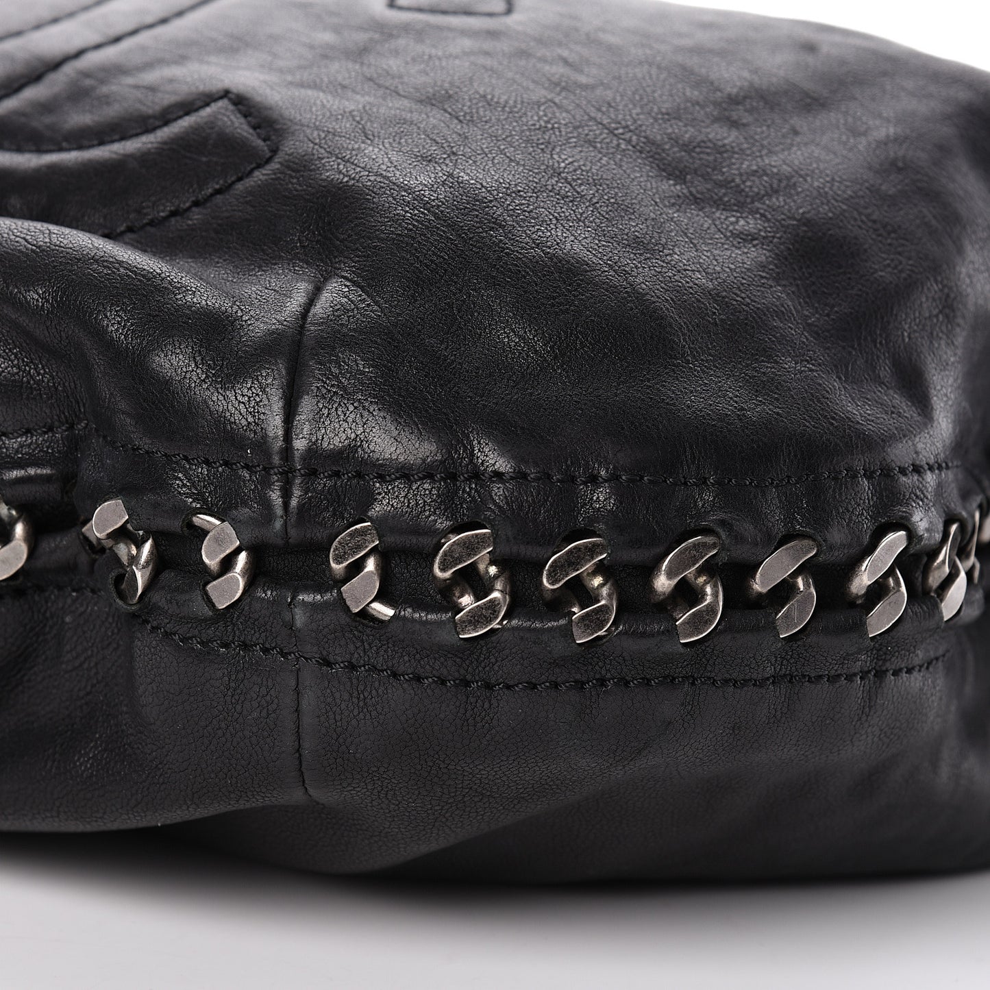 Calfskin Modern Chain Hobo Black