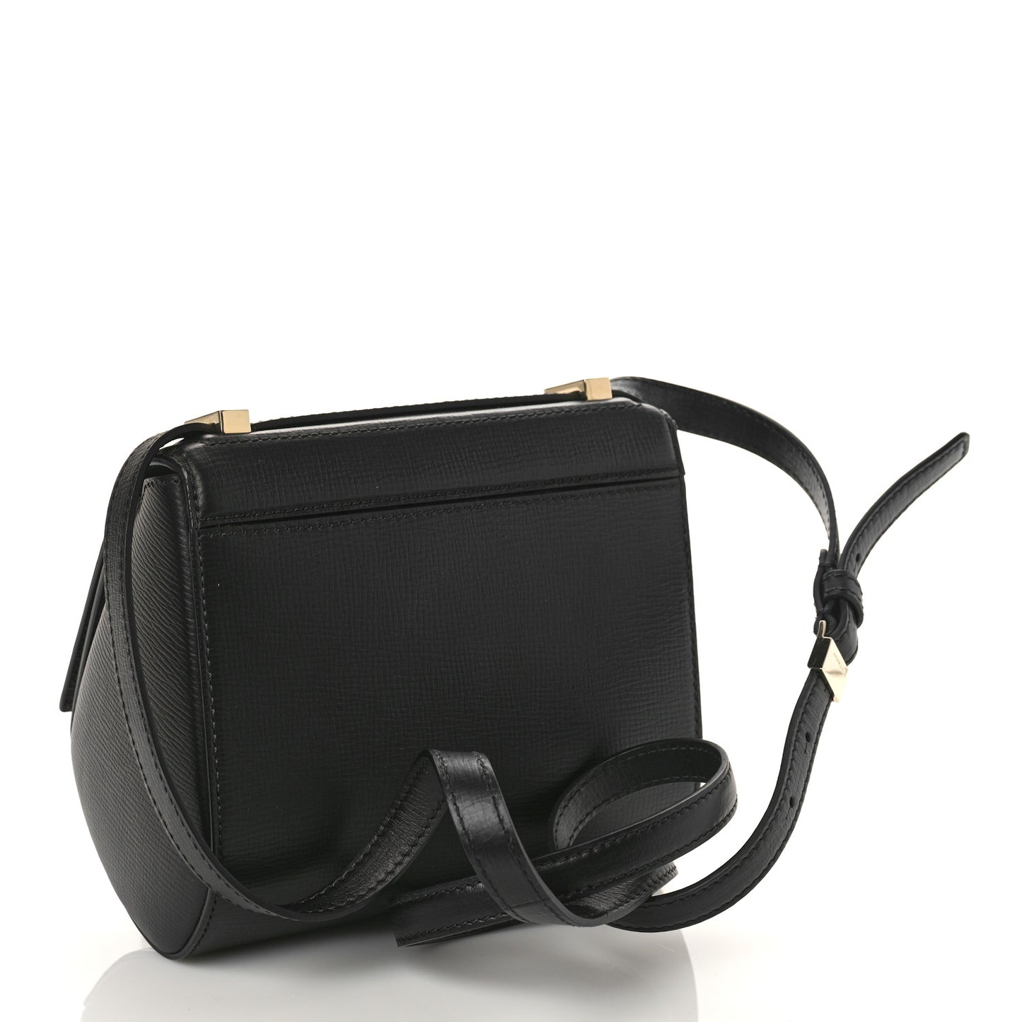 Textured Calfskin Mini Pandora Box Crossbody Bag Black