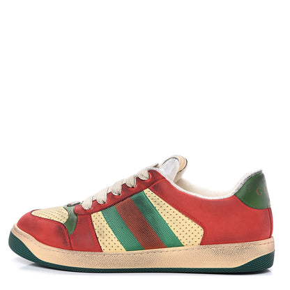 Gucci Nubuck Web Mens Screener Sneakers 7 Light Hibiscus Red Burro 1 of 9