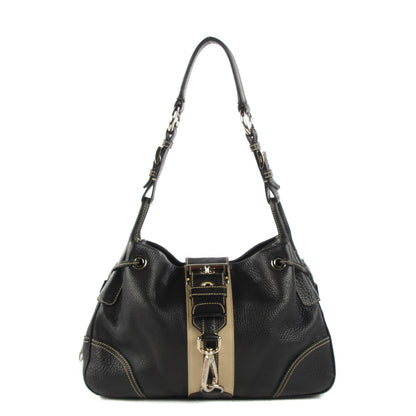 Prada Vitello Daino Stripe Shoulder Bag Nero Black 1 of 12