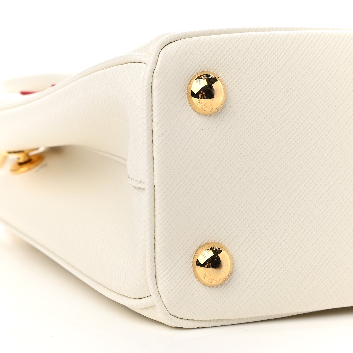 Saffiano Micro Galleria Double Zip Qixi Tote White Fuoco