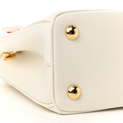 Prada Saffiano Micro Galleria Double Zip Qixi Tote White Fuoco 10 of 12