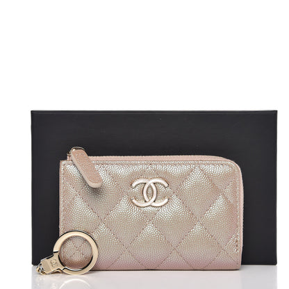 Chanel Iridescent Caviar Quilted Key Holder Case Light Gold 8 of 8