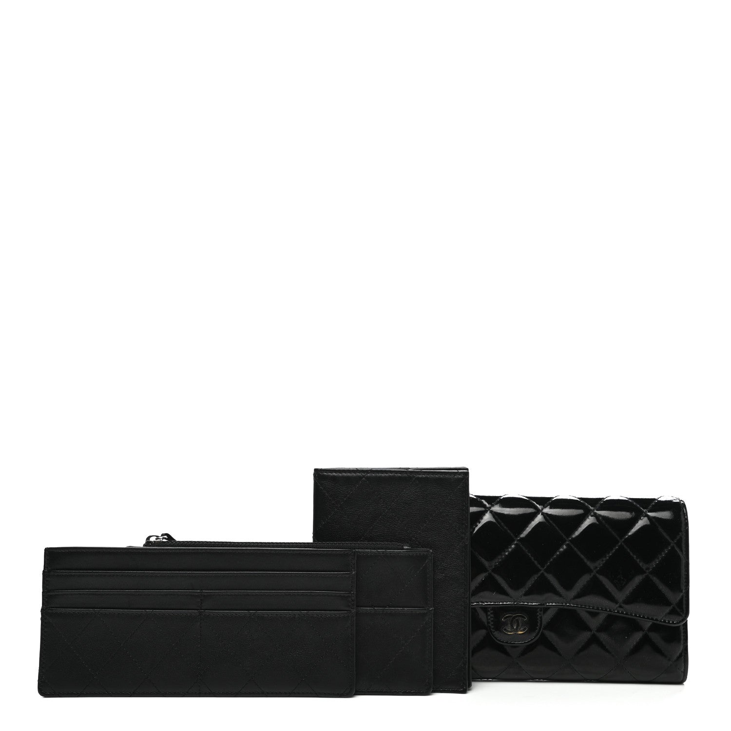 Chanel Patent Quilted Travel Wallet Black 2 of 14