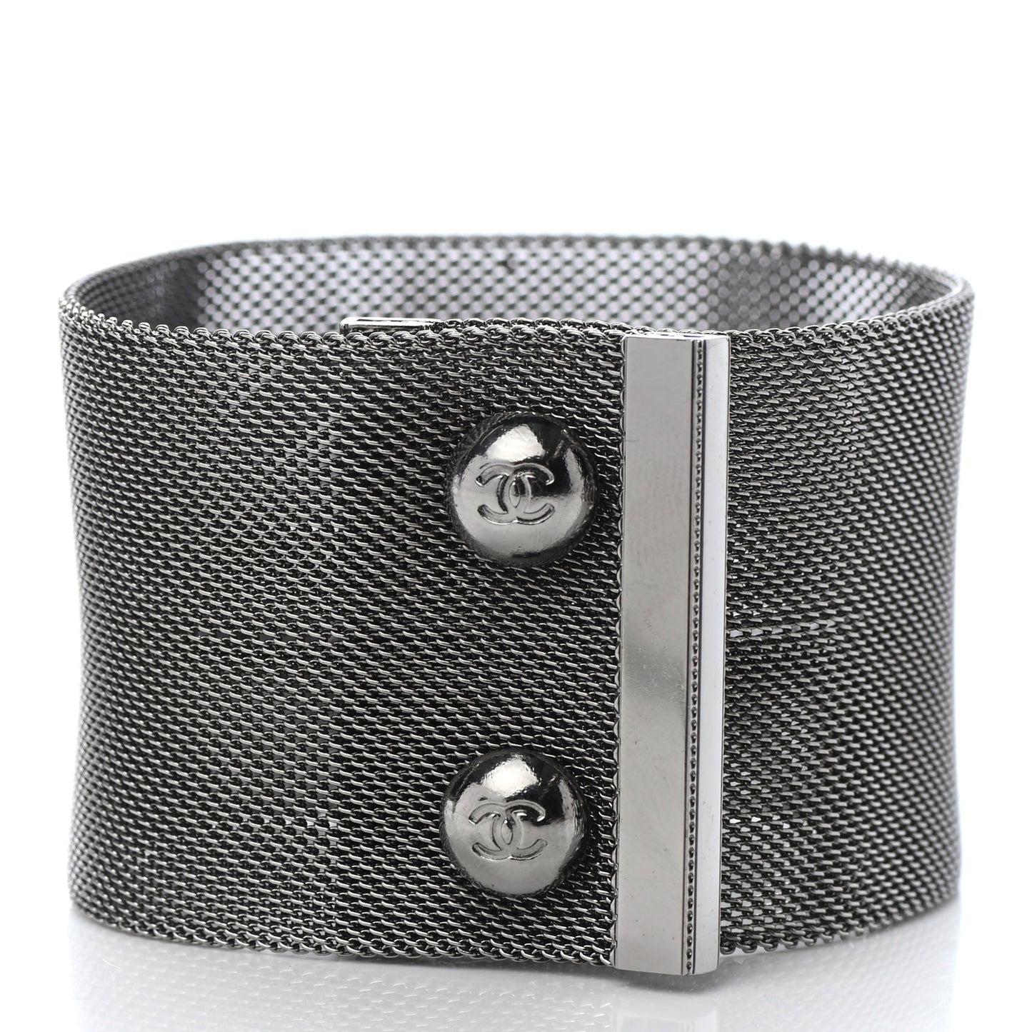 Metal Mesh CC Bracelet Silver