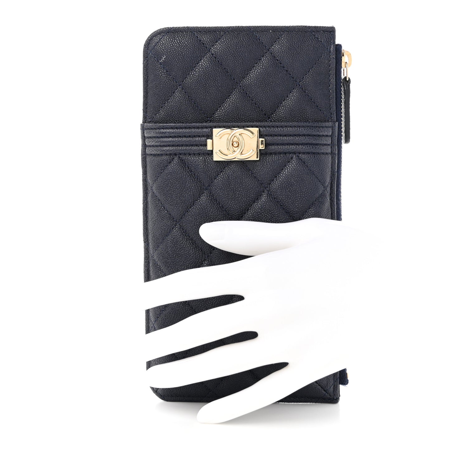 Caviar Quilted Boy iPhone Pouch Navy Blue