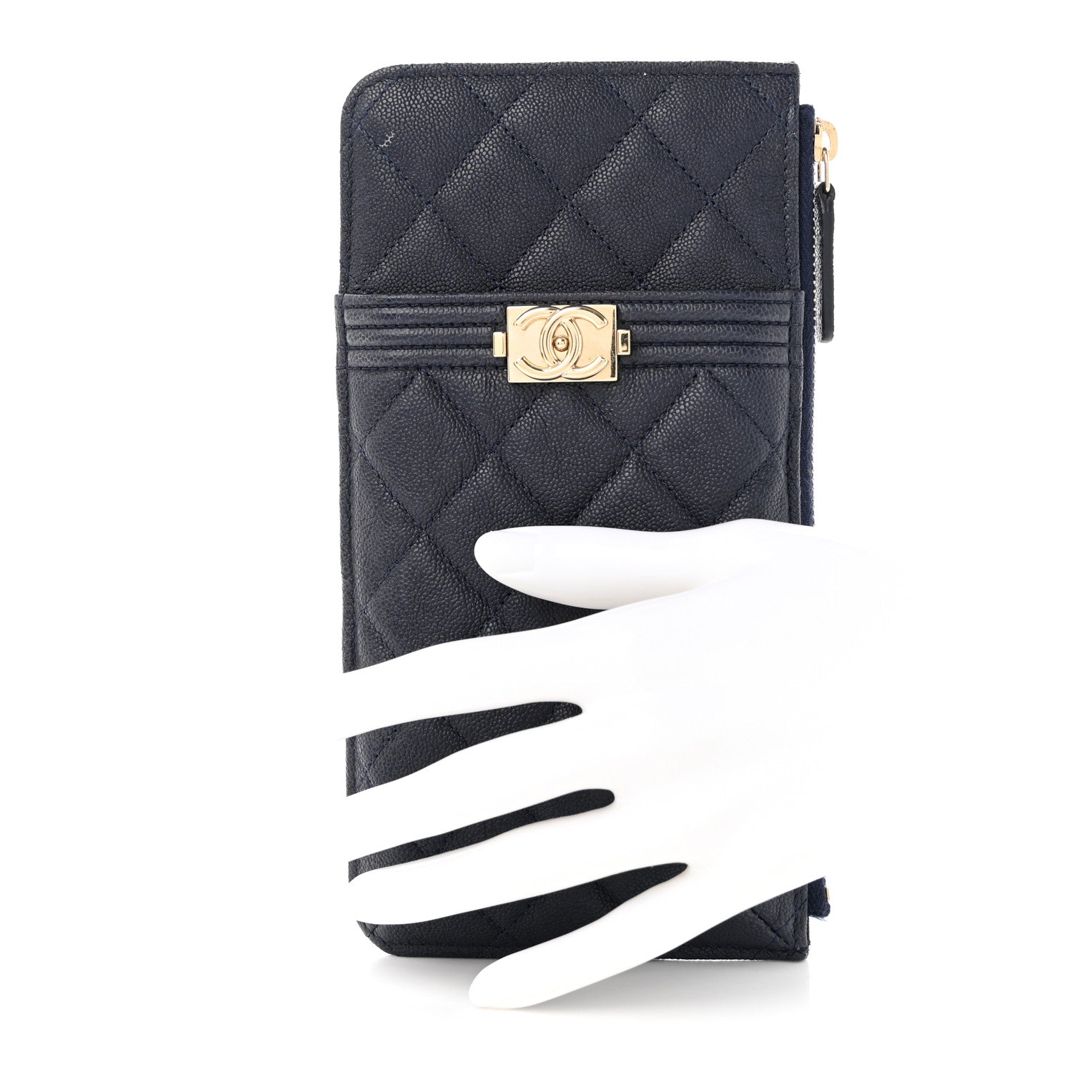 Chanel Caviar Quilted Boy iPhone Pouch Navy Blue 2 of 15