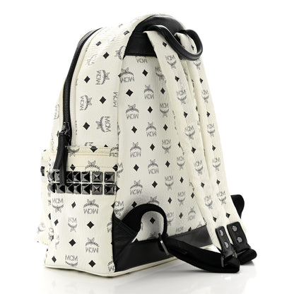 MCM Visetos Medium Side Studs Stark Backpack White 3 of 13