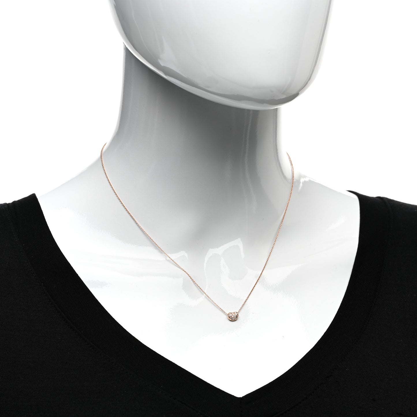 18K Rose Gold Diamond Mini Elsa Peretti Bean Pendant Necklace