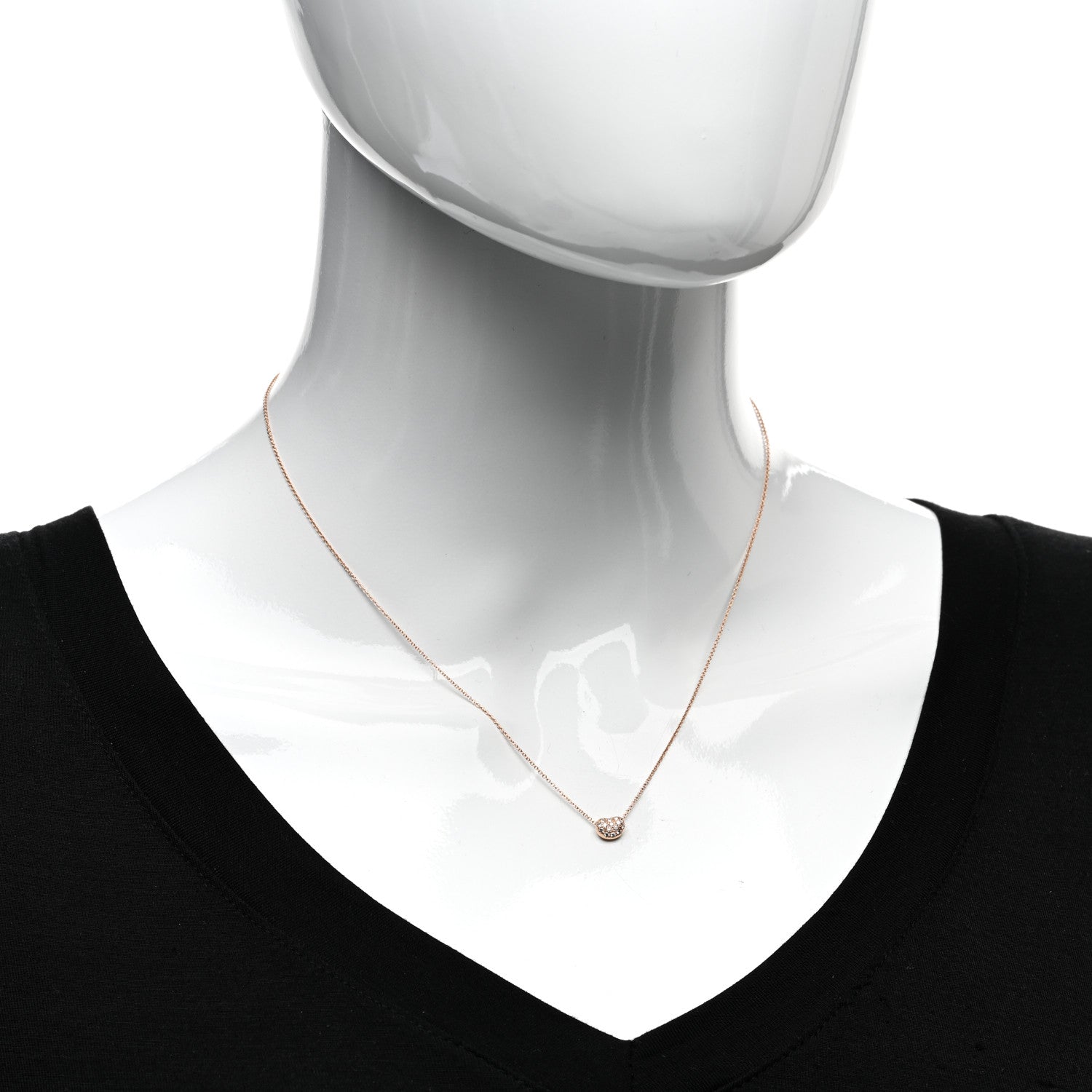 Tiffany 18K Rose Gold Diamond Mini Elsa Peretti Bean Pendant Necklace 2 of 5