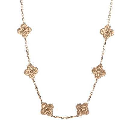 Van Cleef & Arpels 18K Yellow Gold 10 Motifs Vintage Alhambra Necklace 1 of 5