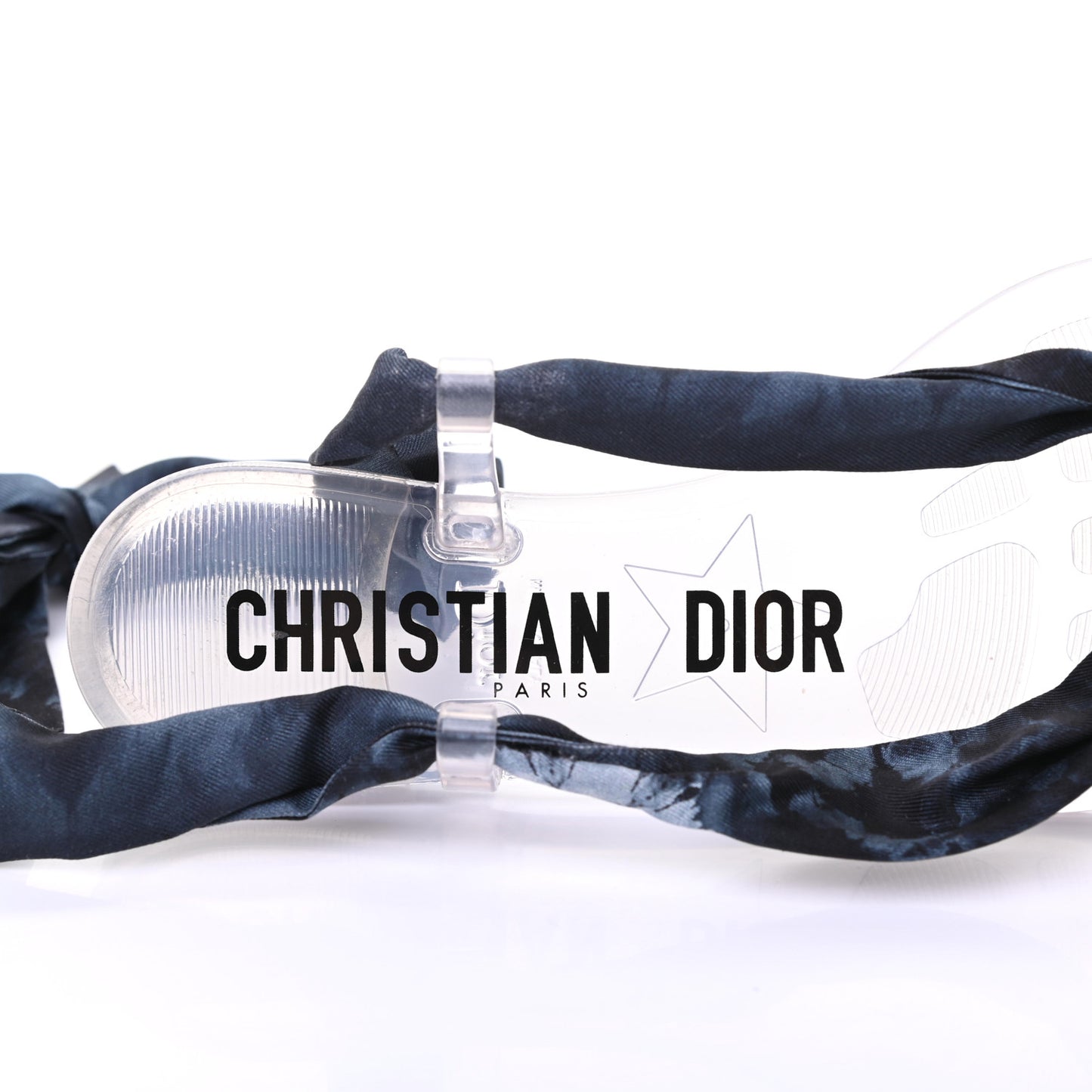 PVC Silk KaleiDiorscopic Mitzah Scarf Thong Sandals 36 Denim Blue