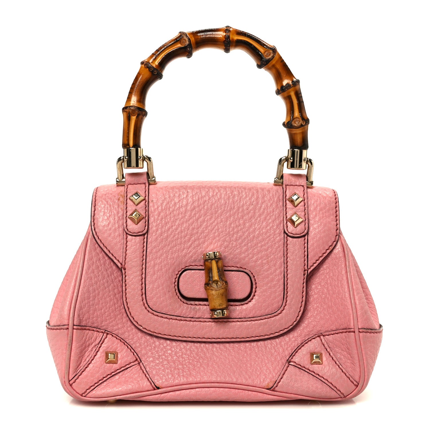 Gucci Calfskin Bamboo Top Handle Bag Pink 1 of 10