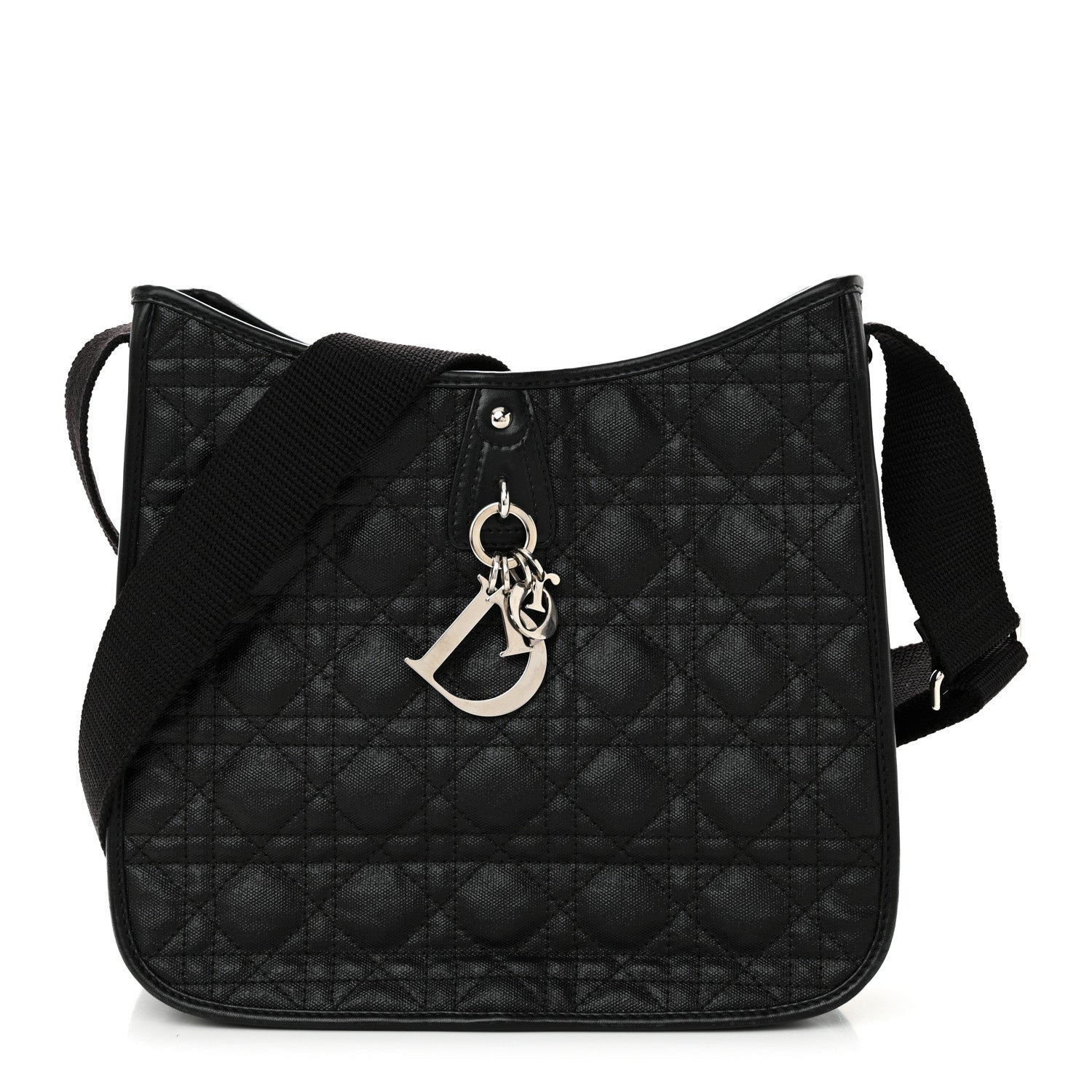Christian Dior Coated Canvas Cannage Crossbody Bag Black 1 of 9