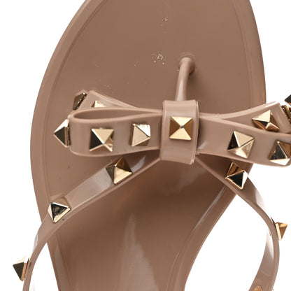 Valentino Garavani PVC Jelly Rockstud Bow Thong Sandals 38 Poudre 9 of 9