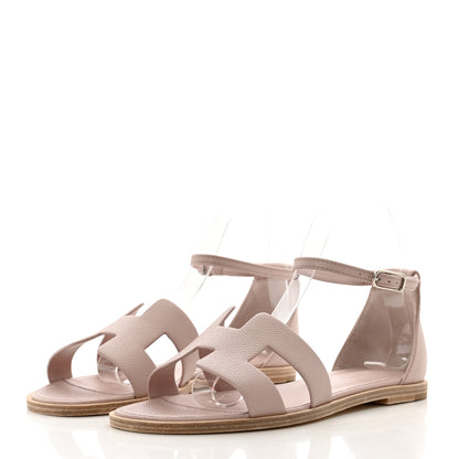 Hermes Epsom Santorini Sandals 38 Rose Porcelaine 3 of 9