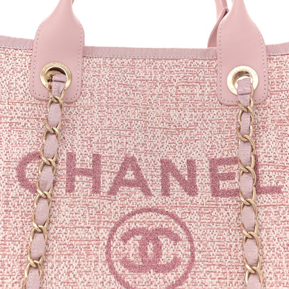 Chanel Straw Lurex Medium Deauville Tote Pink 8 of 11