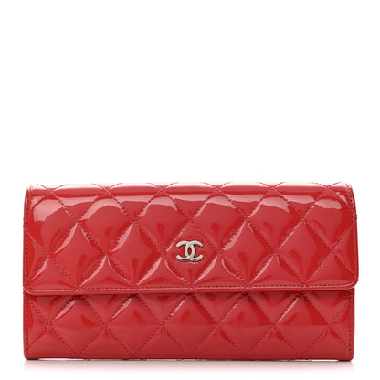 Chanel Patent Quilted Large Gusset Flap Wallet Pink 1 of 8