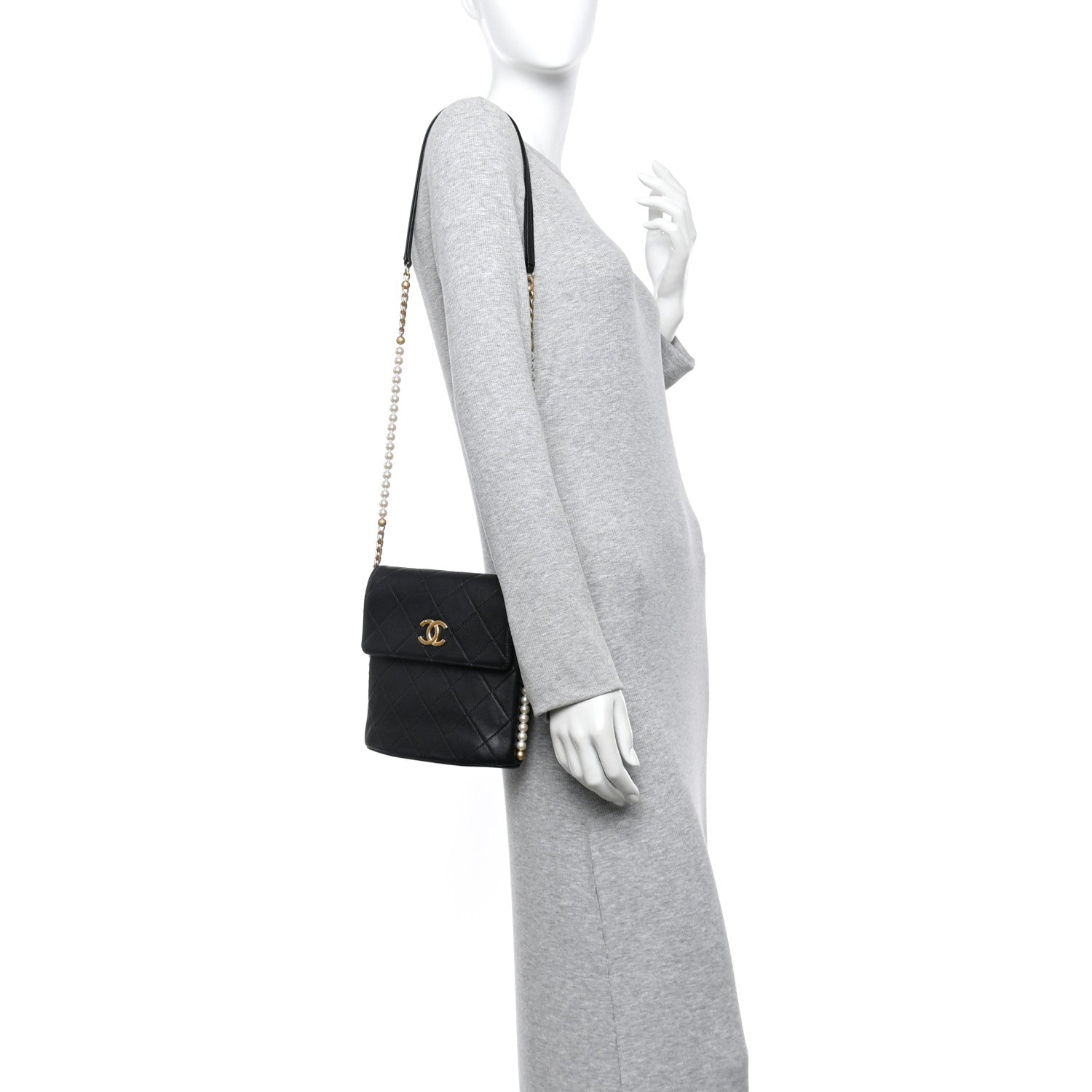 Chanel Calfskin Quilted Pearl Small About Pearls Hobo Bag Black 2 of 10