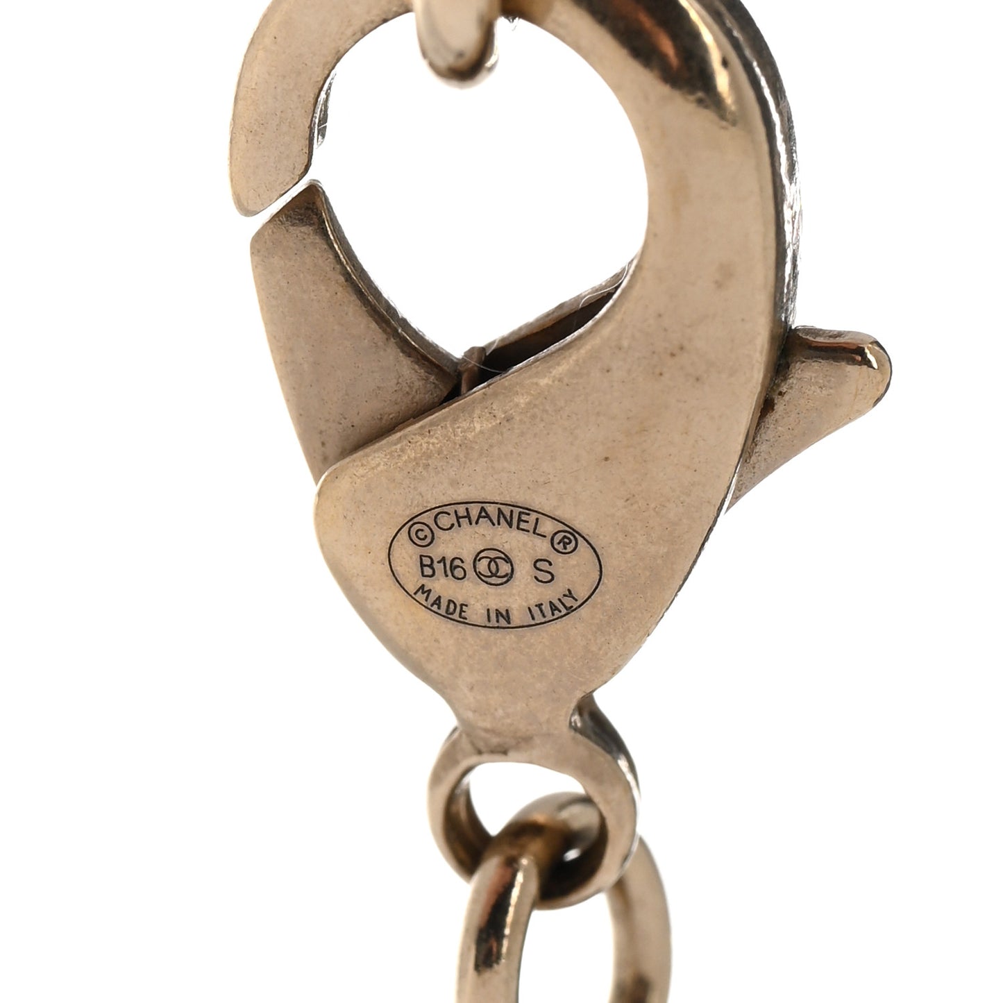 Metal Beaded CC Long Necklace Gold Black