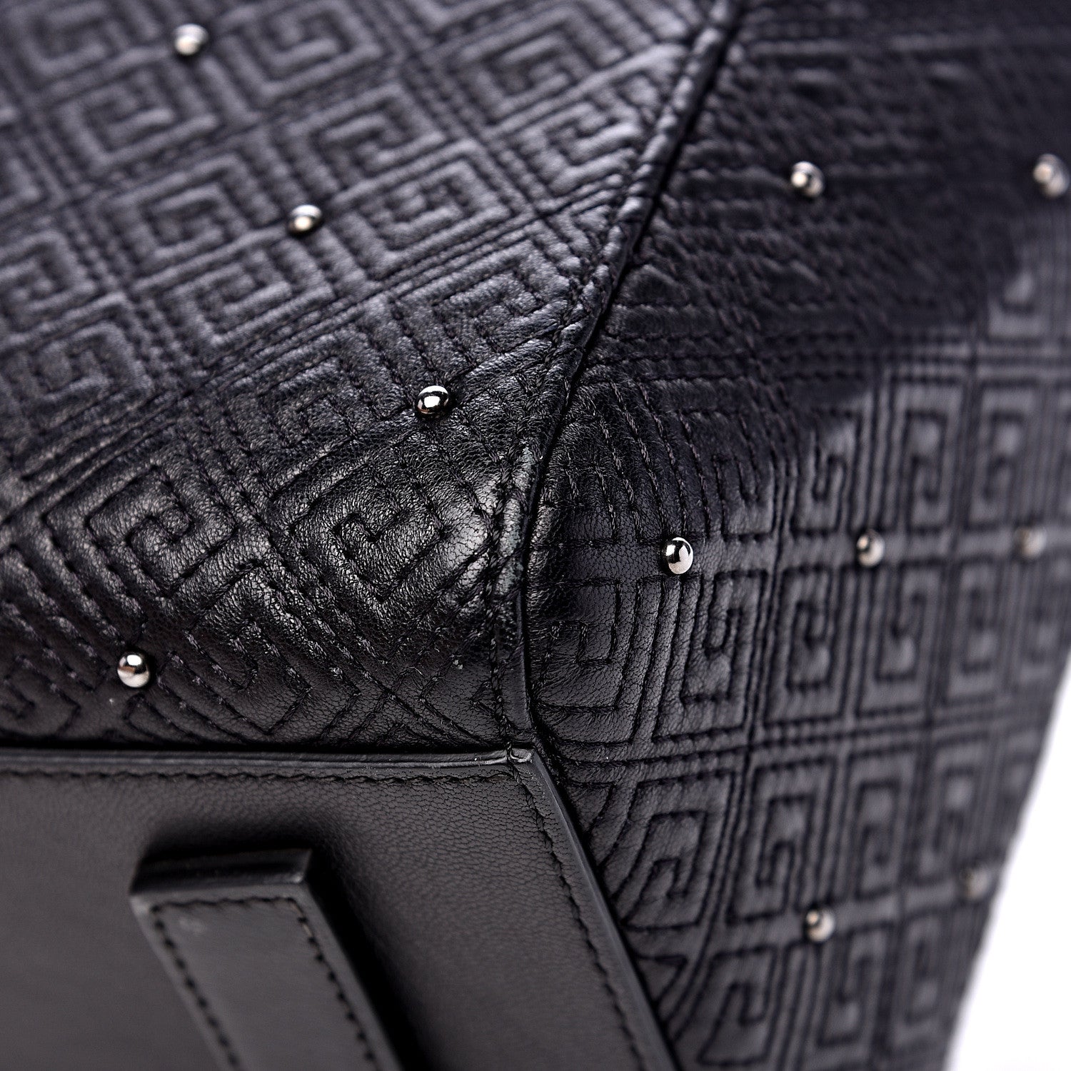 Givenchy Lambskin Logo Embossed Small Studded Antigona Black 13 of 14