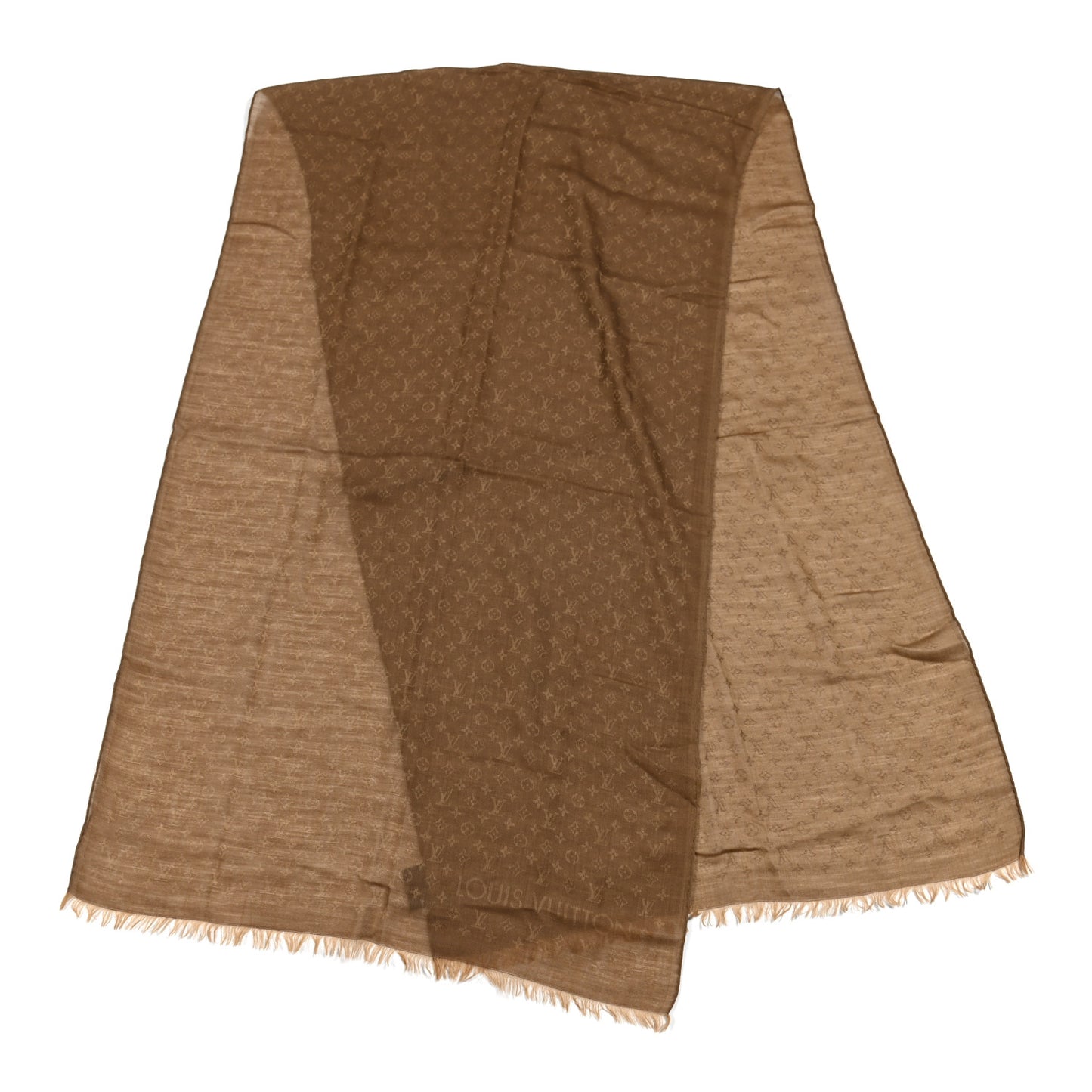 Cashmere Nano Monogram Stole Brown