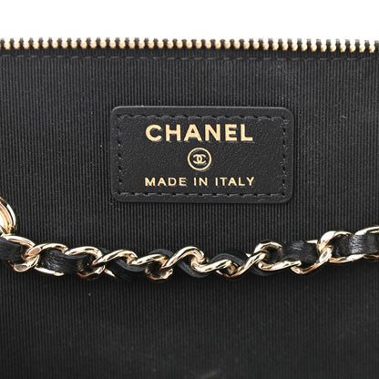Chanel Lambskin Camellia Embossed Small Vanity Case With Chain Black 6 of 11