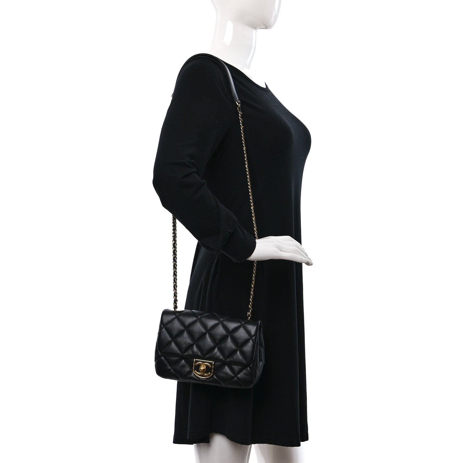 Chanel Lambskin Quilted Mini Flap Black 2 of 9