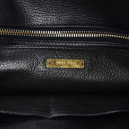 Miu Miu Goatskin Madras Zip Tote Nero Black 7 of 12