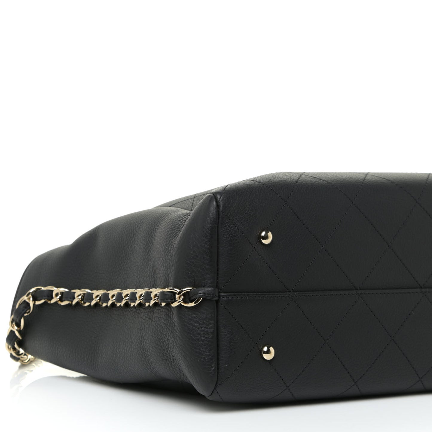 Calfskin Stitched Medium Shopping Tote Black