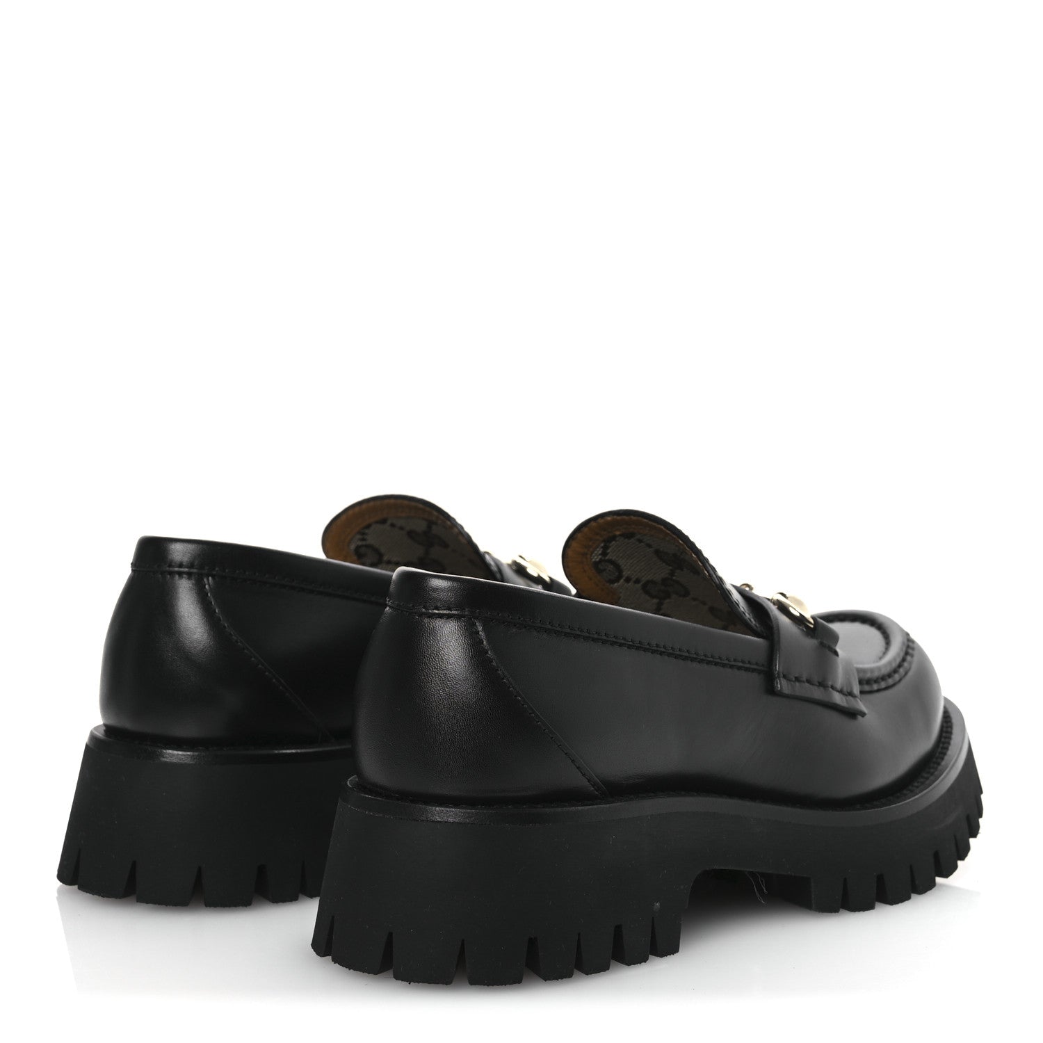 Gucci Betis Glamour Calfskin Womens Horsebit Loafers 37.5 Black 5 of 12