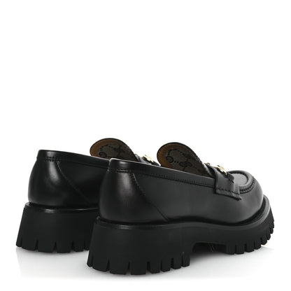 Gucci Betis Glamour Calfskin Womens Horsebit Loafers 37.5 Black 5 of 12