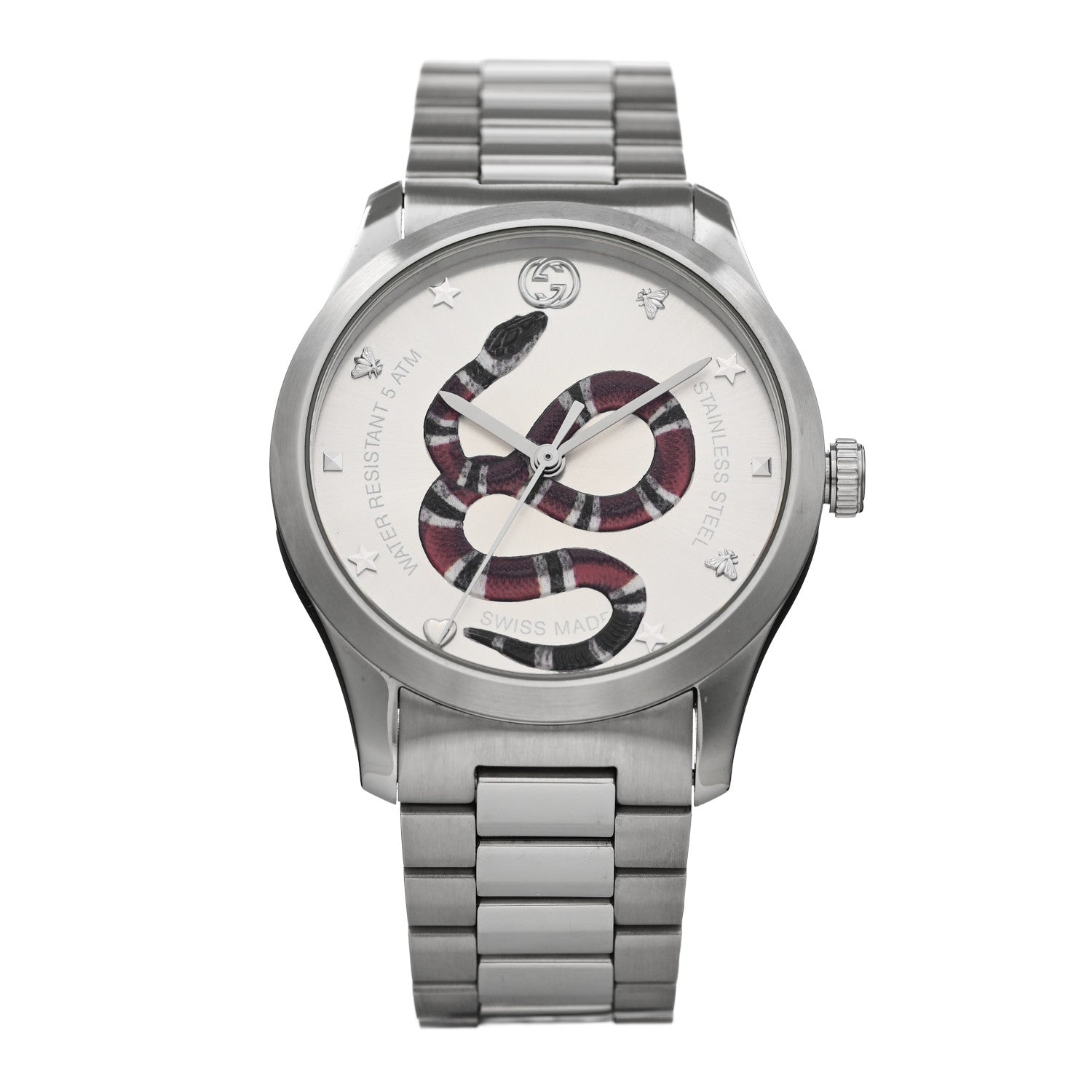 Gucci Stainless Steel 38mm G-Timeless Snake Quartz Watch 1 of 5