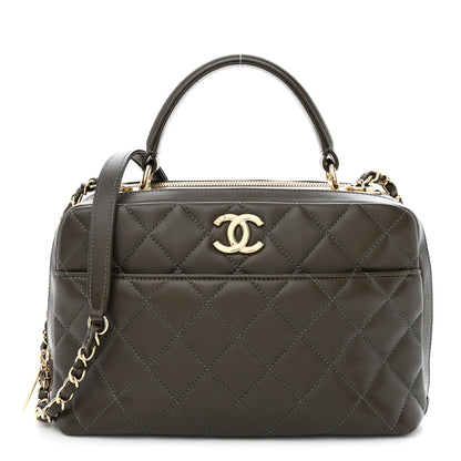 Chanel Lambskin Quilted Medium Trendy CC Bowling Bag Dark Khaki 1 of 11