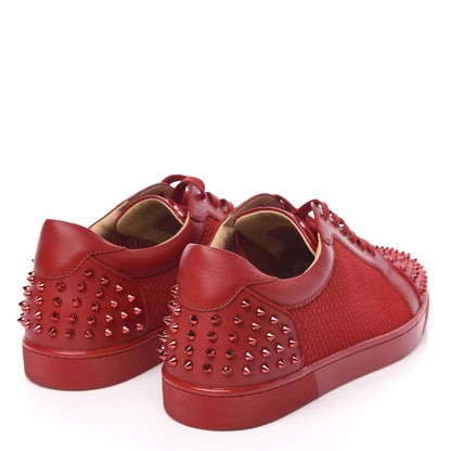 Christian Louboutin Calfskin Mesh Mens Seavaste 2 Flat Sneakers 48 Loubi Red 4 of 13