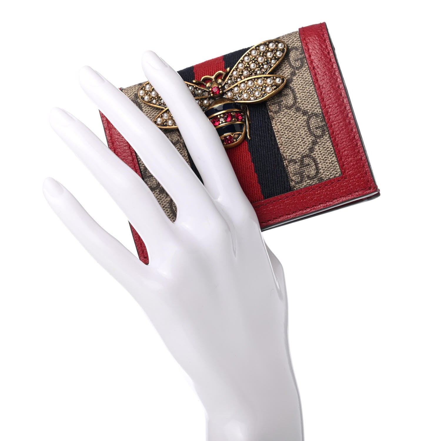 Gucci GG Supreme Monogram Queen Margaret Card Case Red 2 of 9
