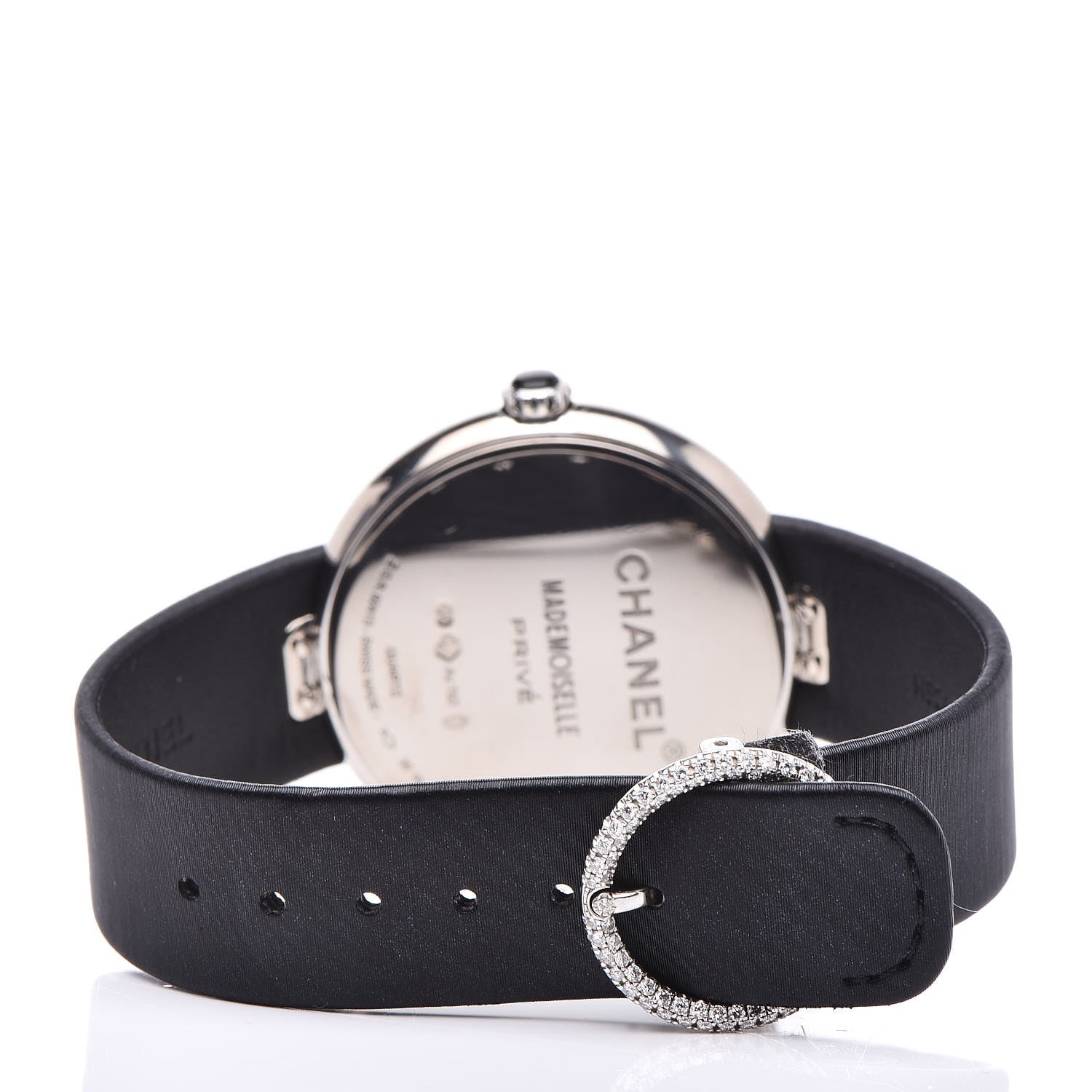 Chanel 18K White Gold Satin Diamond Bezel Onyx Mother of Pearl 37.5mm Mademoiselle Prive Quartz Watch Black 4 of 9